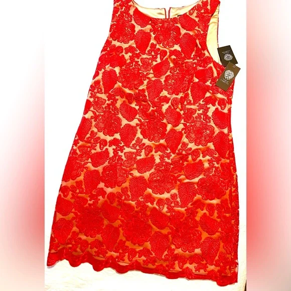 NWT Vince Camuto red lace sheath dress. NWT Vince Camuto red lace sheath dress.